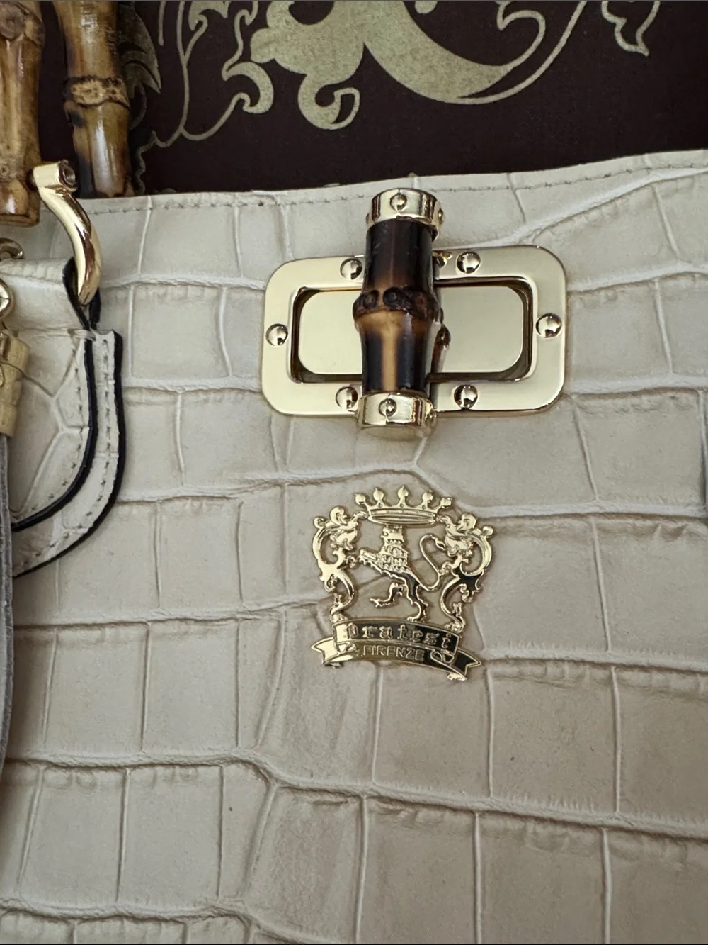 Pratesi Sarteano Croc Embossed Leather Bag